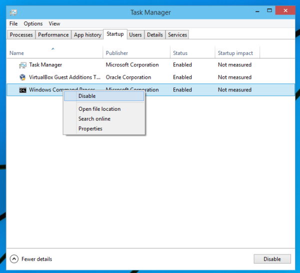 disable startup software windows 10