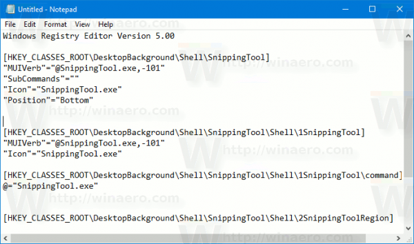 Snipping Tool Context Menu Tweak