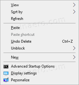 Windows 10 Advanced Startup Options Context Menu