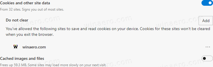 Edge Clear Cookie Exclusion Added