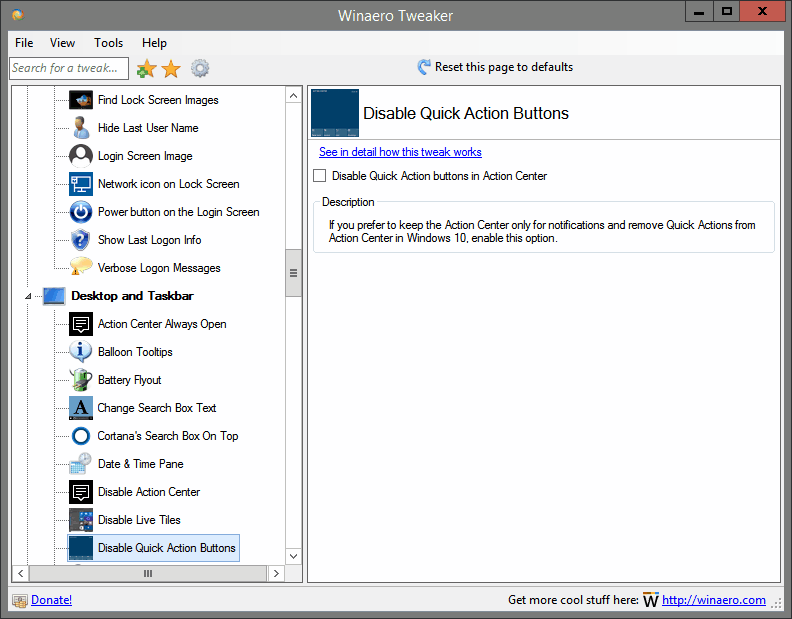 Disable Quick Action Buttons