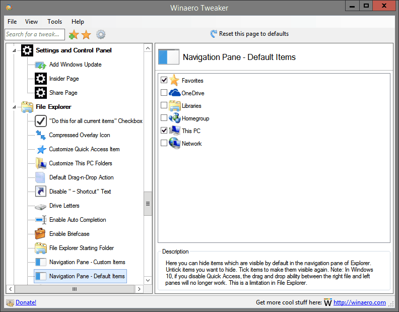 Navigation Pane - Default Items