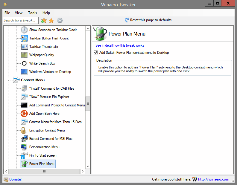 Power Plan Menu